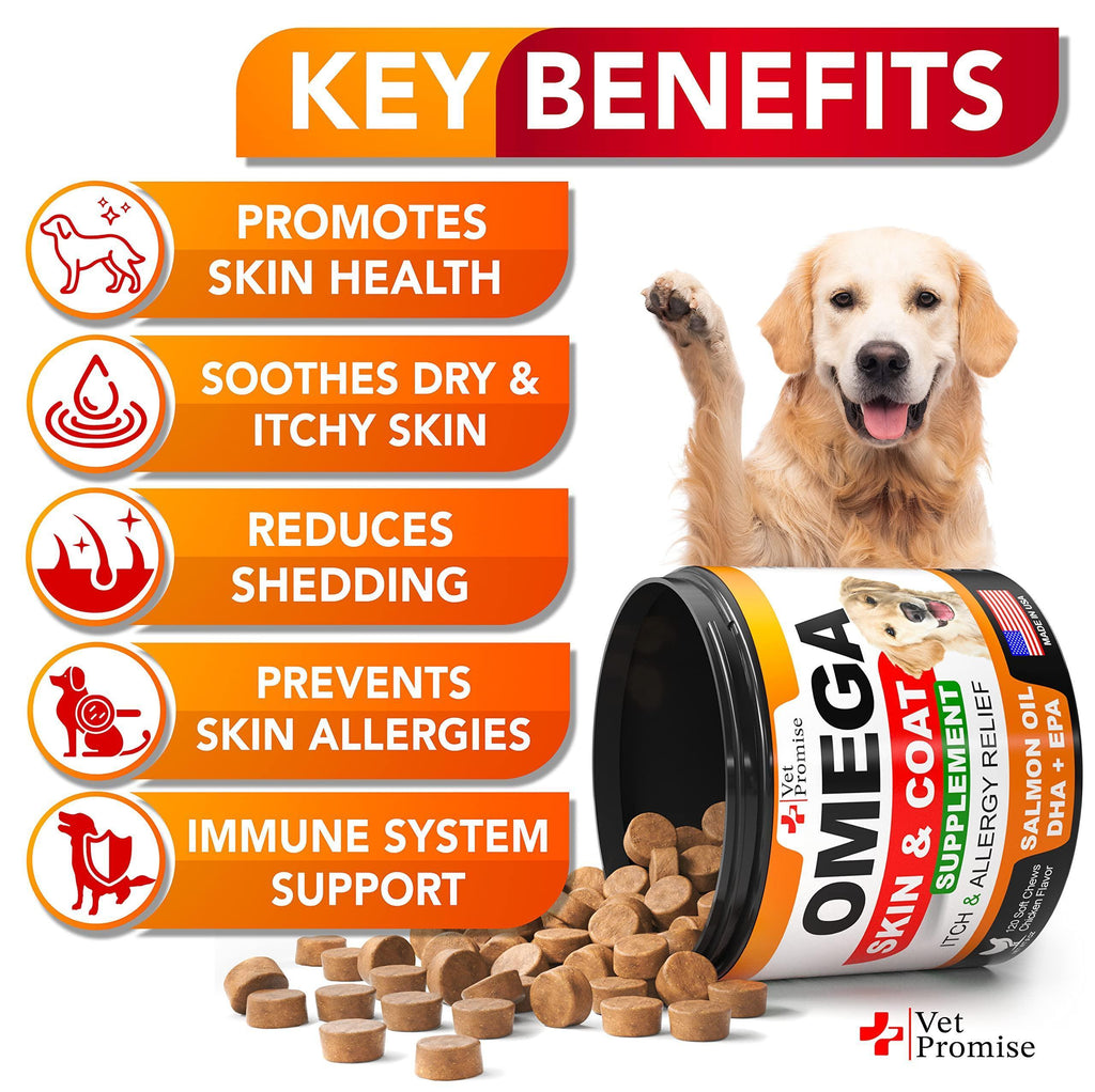 Omega 3 Fish Oil Chews for Dogs - Skin & Coat + Itch Relief, 120 Count"