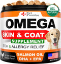 Omega 3 Fish Oil Chews for Dogs - Skin & Coat + Itch Relief, 120 Count"