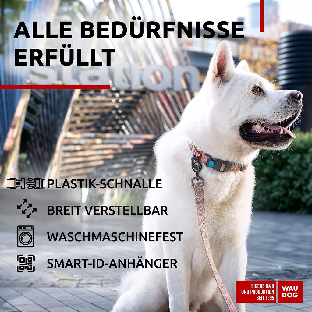 WAUDOG Reflective Recycled Cotton Dog Collar with Smart QR ID Tag