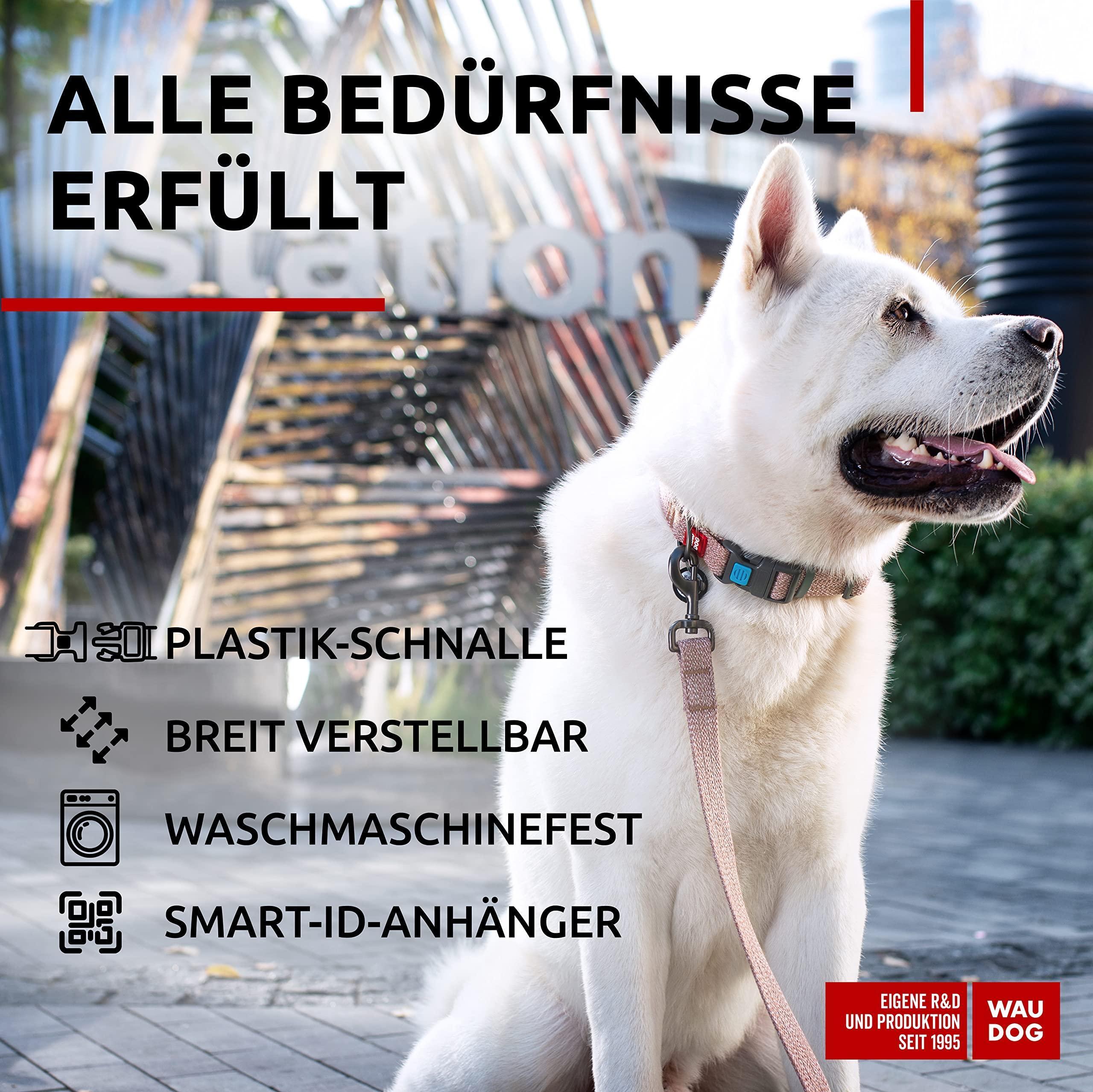 WAUDOG Reflective Recycled Cotton Dog Collar with Smart QR ID Tag