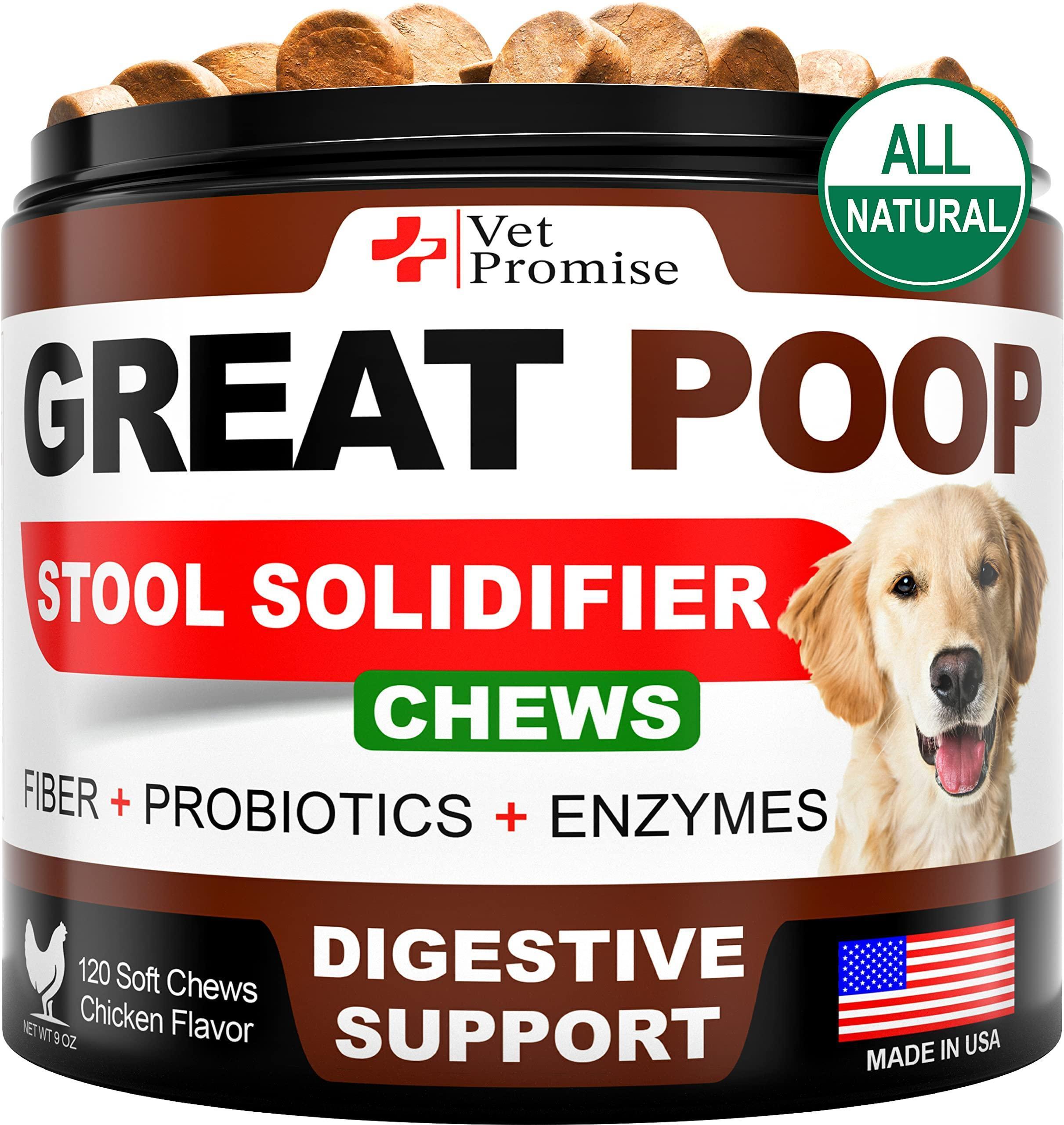 Great Poop - Stool Solidifier Chews for Dogs, Fiber + Probiotics + Enzymes, 120 Count