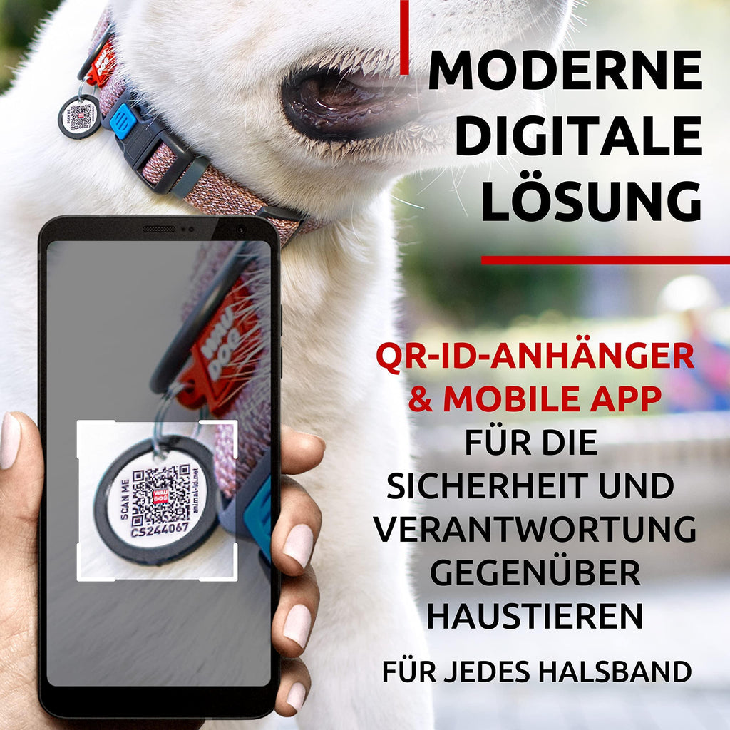 WAUDOG Reflective Recycled Cotton Dog Collar with Smart QR ID Tag