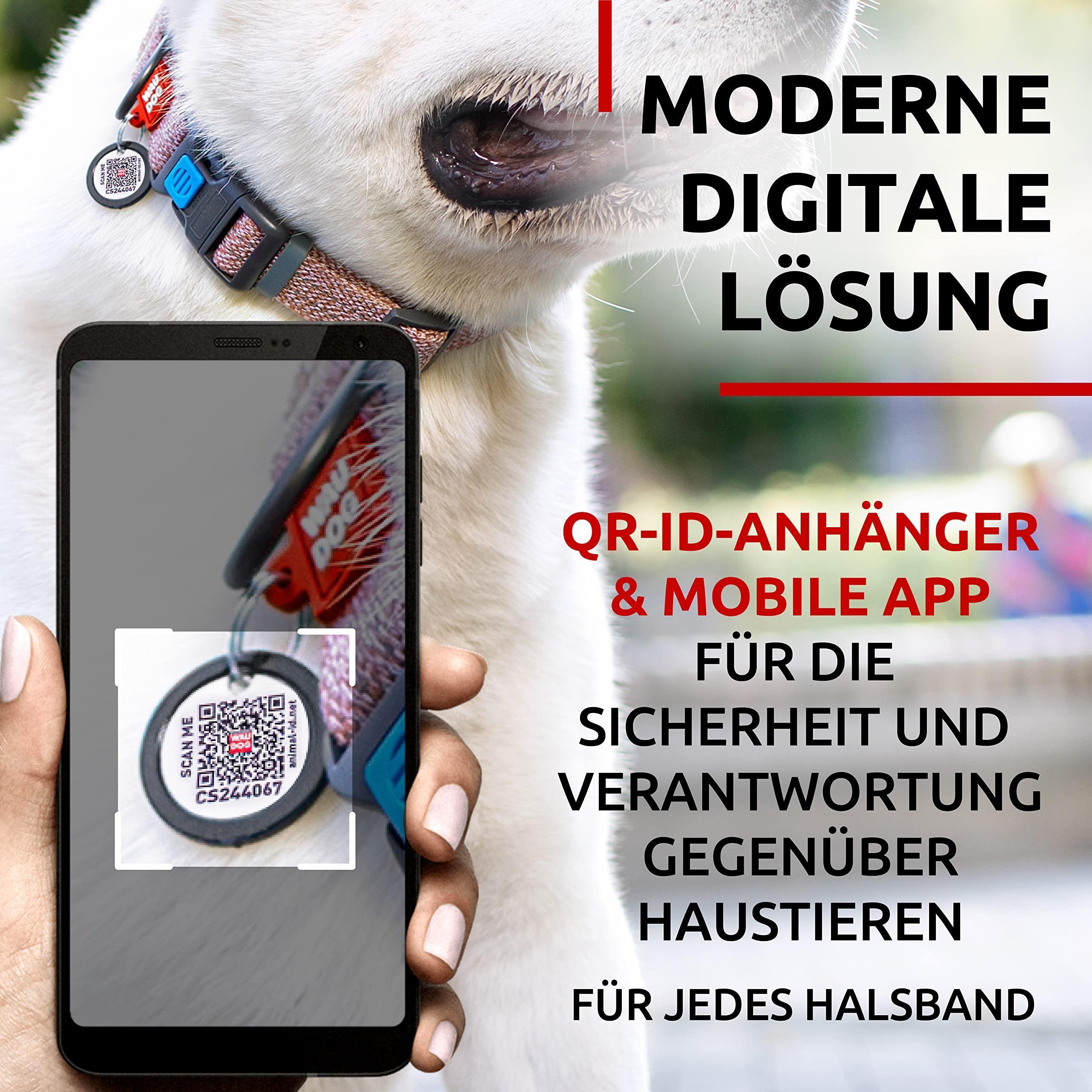 WAUDOG Reflective Recycled Cotton Dog Collar with Smart QR ID Tag