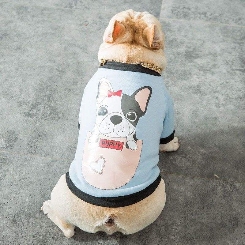 Bulldog Graphic Print Dog Hoodie, Lightweight