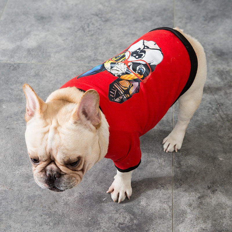 Bulldog Graphic Print Dog Hoodie, Lightweight