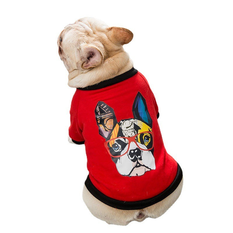 Bulldog Graphic Print Dog Hoodie, Lightweight