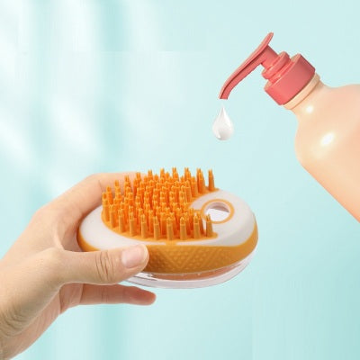 2-in-1 Silicone Pet Bath Brush with Shampoo Dispenser