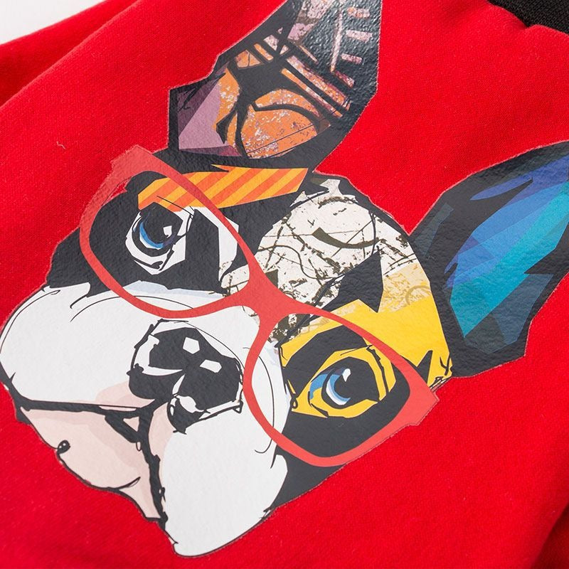 Bulldog Graphic Print Dog Hoodie, Lightweight