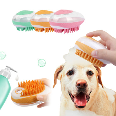 2-in-1 Silicone Pet Bath Brush with Shampoo Dispenser