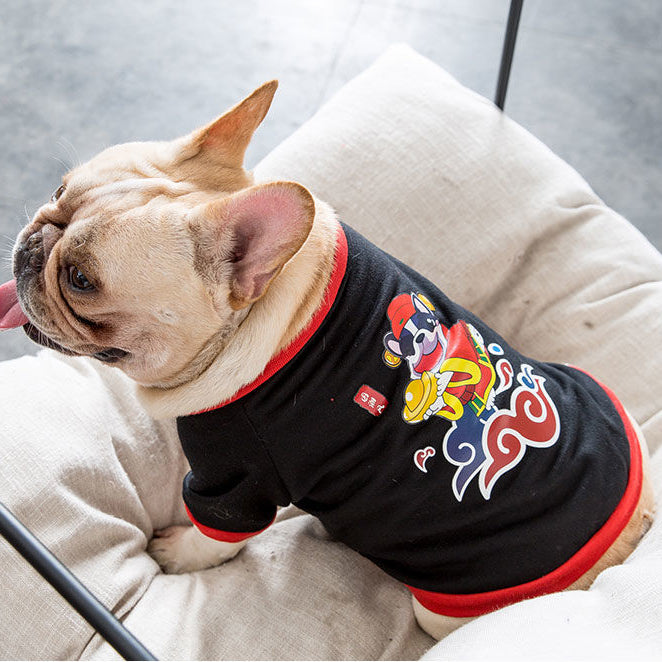 Bulldog Graphic Print Dog Hoodie, Lightweight