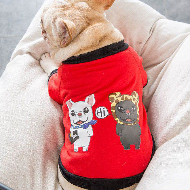 Bulldog Graphic Print Dog Hoodie, Lightweight